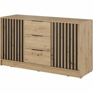 Komoda dwudrzwiowa z lamelami NIKO 155 cm dąb artisan